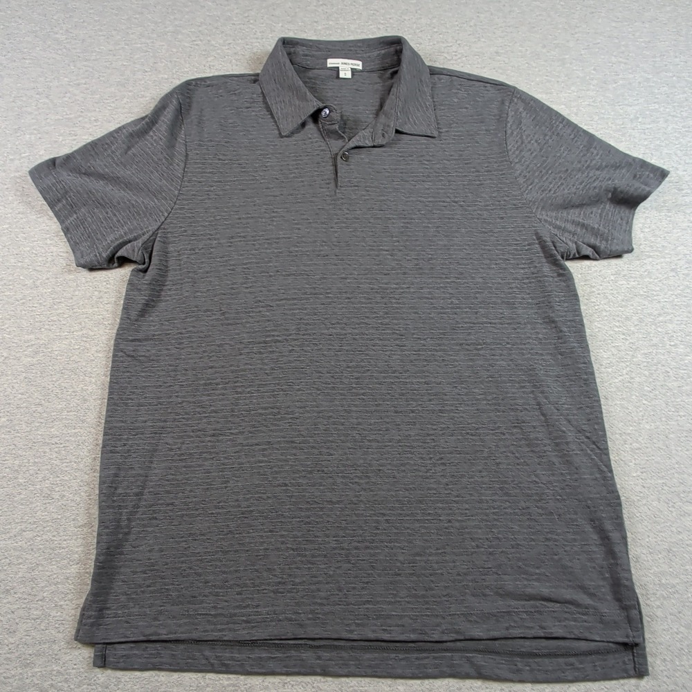 James Perse Standard Mens Short Sleeve Polo Shirt Gray MRMS3337 Size 2 Medium